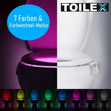 MAVURA LED Nachtlicht TOILEX Toilettenlicht mit Bewegungsmelder Toilettendeckel Lampe, LED fest integriert, Merhfarbig, WC Klodeckel Nachtlicht Toiletten Licht Beleuchtung