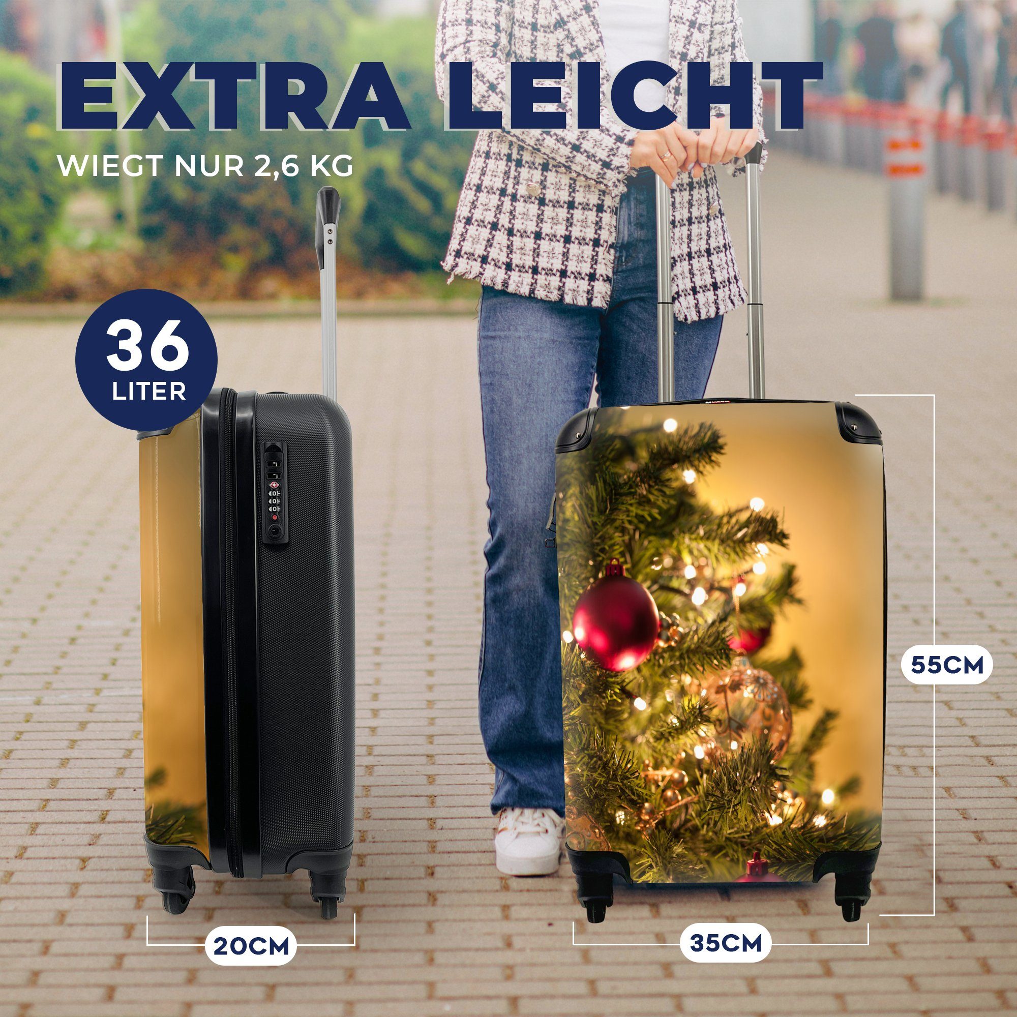 Handgepäck mit Ein Reisekoffer Ferien, bunten 4 Trolley, mit rollen, Weihnachtsbaum Rollen, für MuchoWow Handgepäckkoffer Reisetasche Kugeln,