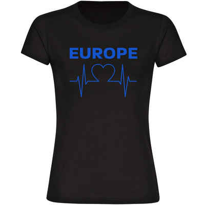 multifanshop T-Shirt Damen Europe - Herzschlag - Frauen