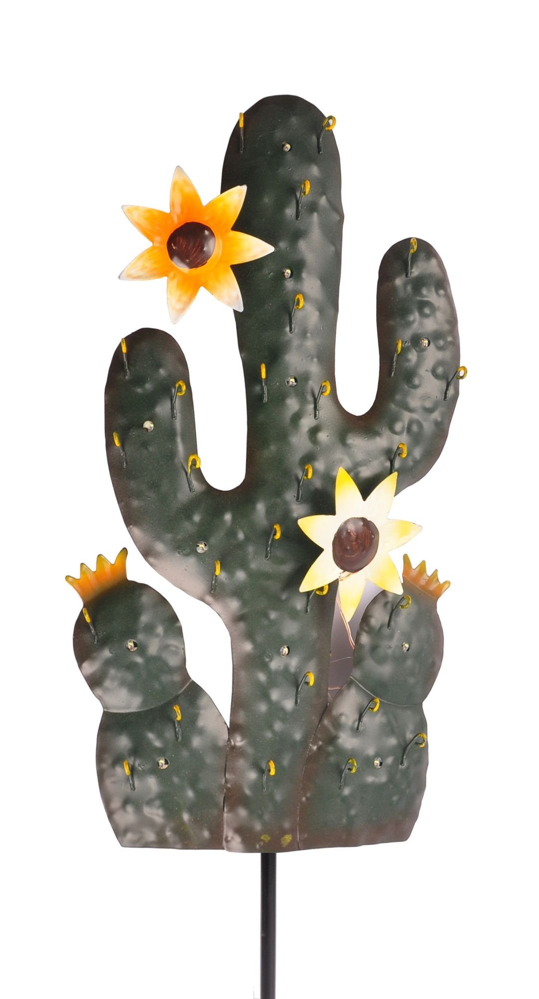 BURI LED Dekolicht LED Deko Kaktus Gartenstecker Metallfigur Dekopflanze Kakteen Solar Ga