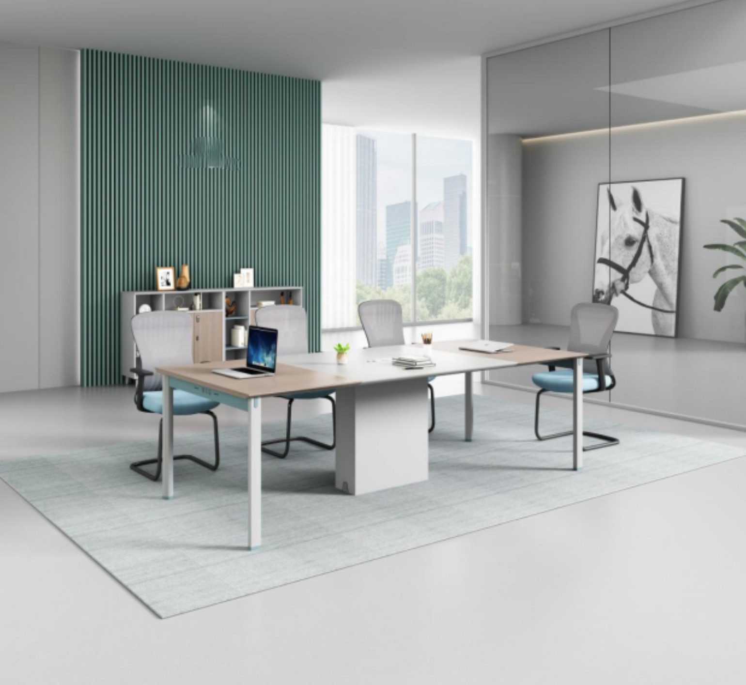 JVmoebel Konferenztisch Luxus Meeting Tisch aus hochwertigem Material mit Regal (2tlg. Büro Set(Konferenztisch+Bücherregal), Made in Europa