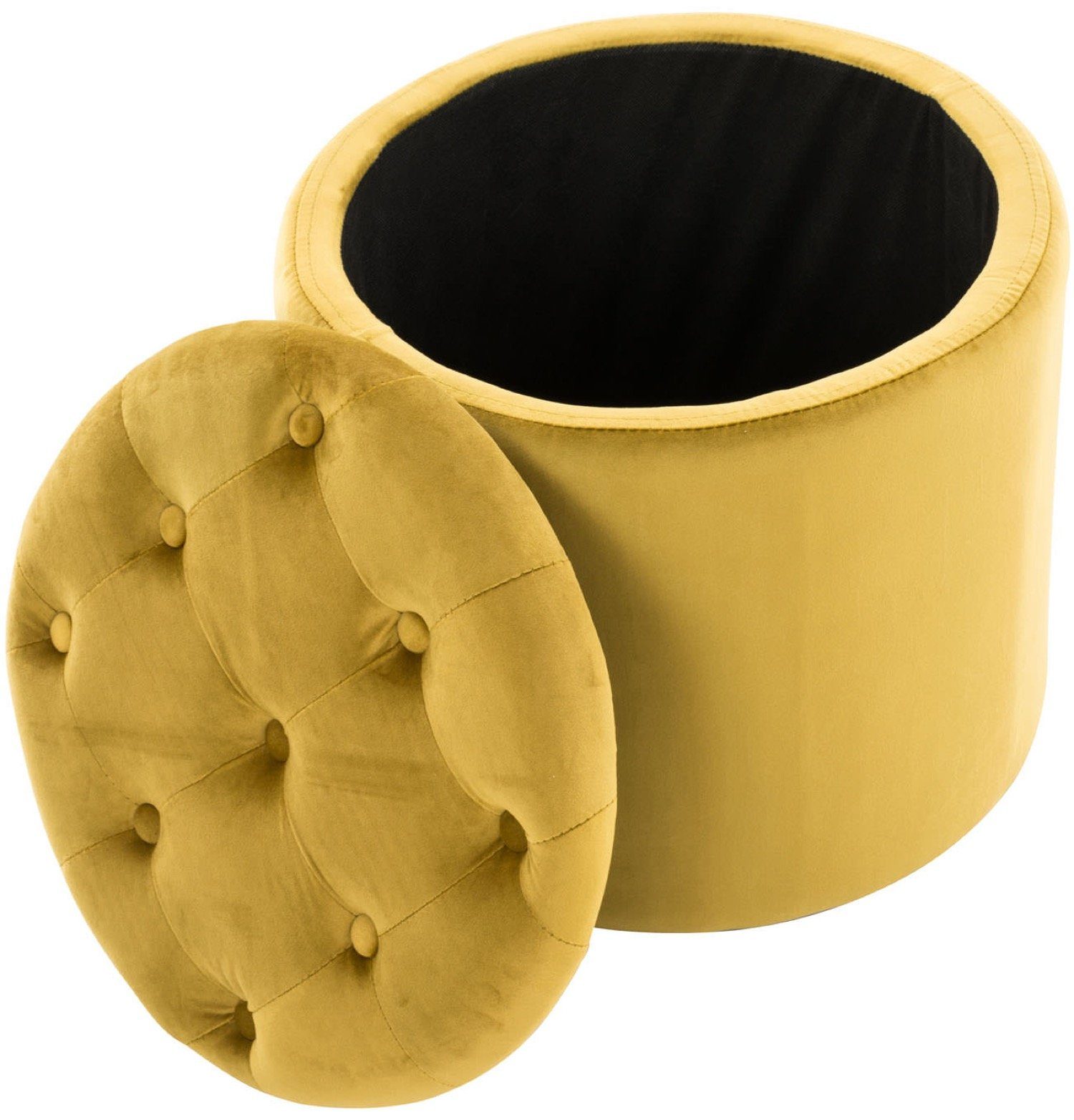 St., 42 Samthocker Sitzkomfort), 44 Maße Farbe, cm 1 - TPFLiving Stylischer Stauraum mit hohem x 44 - (HxBxT): gelb x mit Sitzhocker Polsterhocker Paris (Beistellhocker