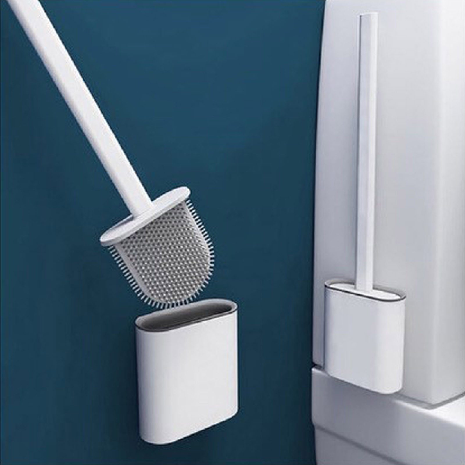 HAC24 WC-Garnitur Silikon Toilettenbürste Flach WC-Bürste günstig online kaufen