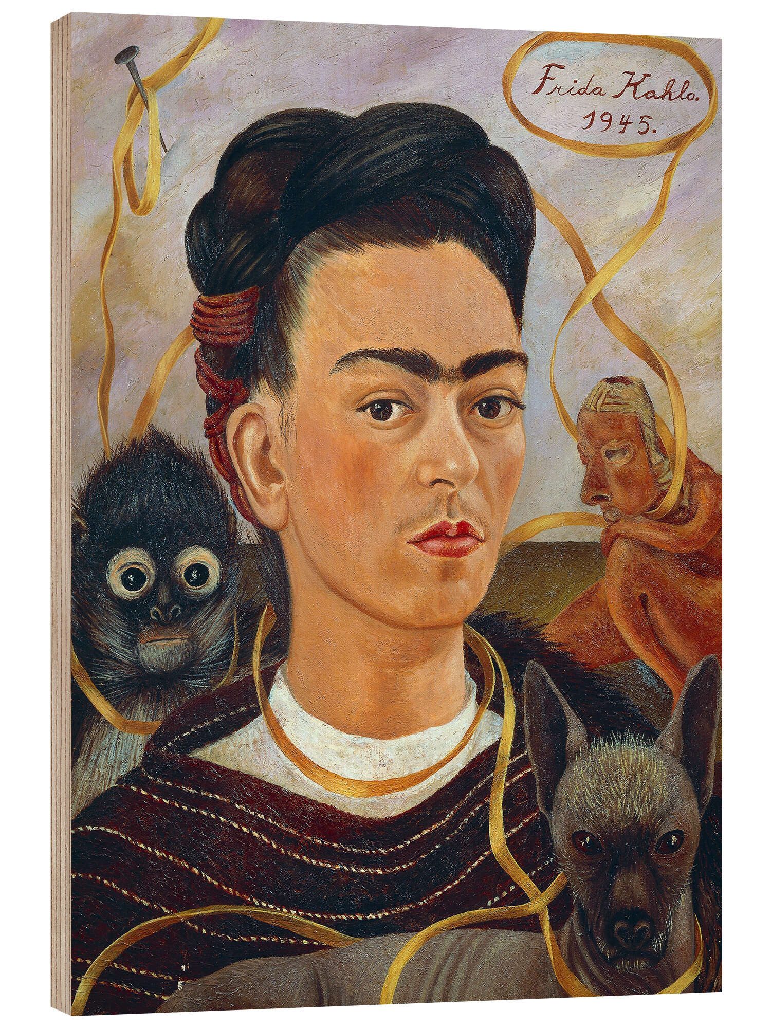 Posterlounge Wandbild Selbstbildnis mit Äffchen, 1945 II, Frida Kahlo, erhältlich als Poster, Leinwandbild, Wandsticker oder Acrylglasbild