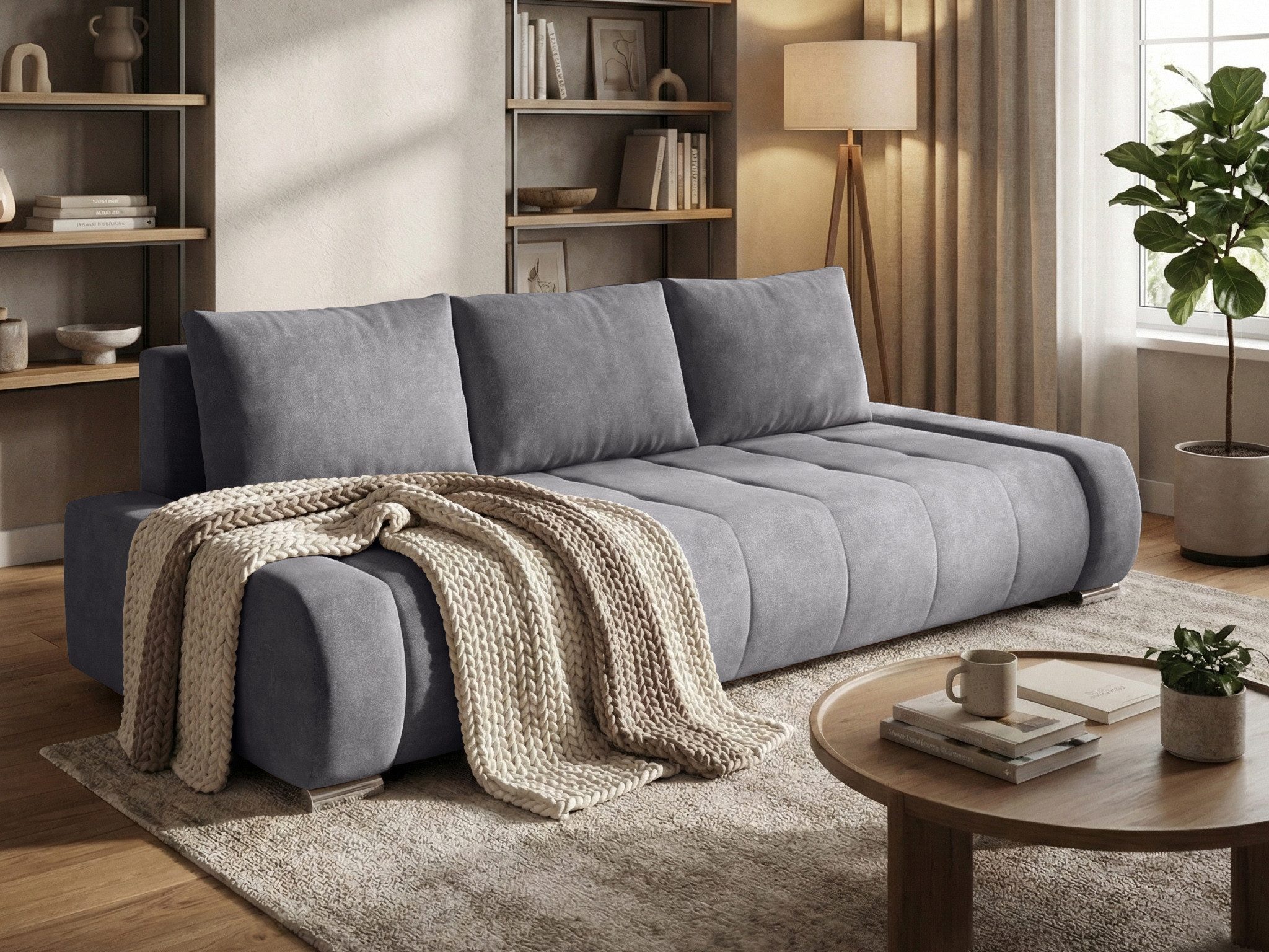 Beautysofa Schlafsofa DRACO 3-Sitzer mit Schlaffunktion und Bettkasten, Modernes Design & Zeitloser Komfort, Liegefläche: 160 x 200 cm