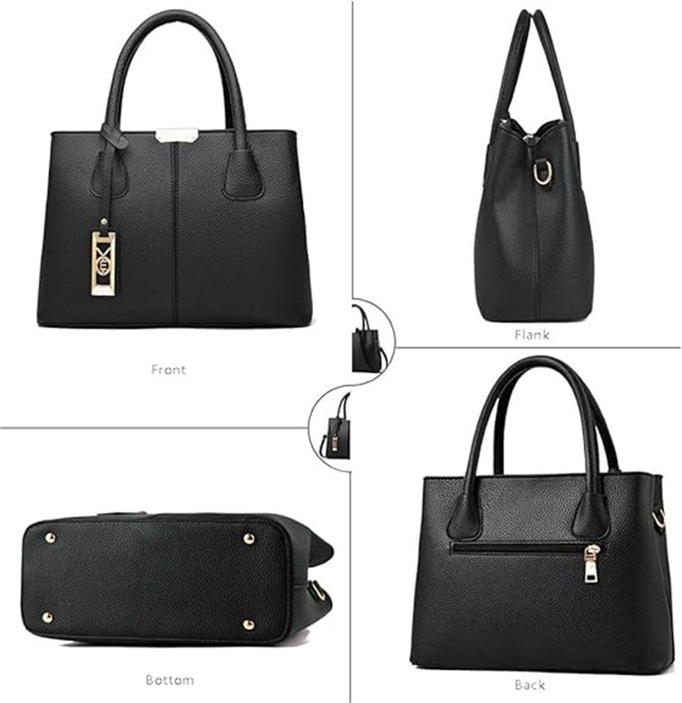 Messenger-Tasche Umhängetasche Business Kunstledertasche), Schultergurt, Handtasche Arbeitstasche (Schultertasche Büro Griff Kunstleder, Schwarz Top Schule Arbeit Unitasche, Freizeit Frauen Tasche Frau Damen für Frauen Reisen Jungen REDOM Henkeltasche Tragetasche usw Aktentasche Bürotasche, Freizeittasche,