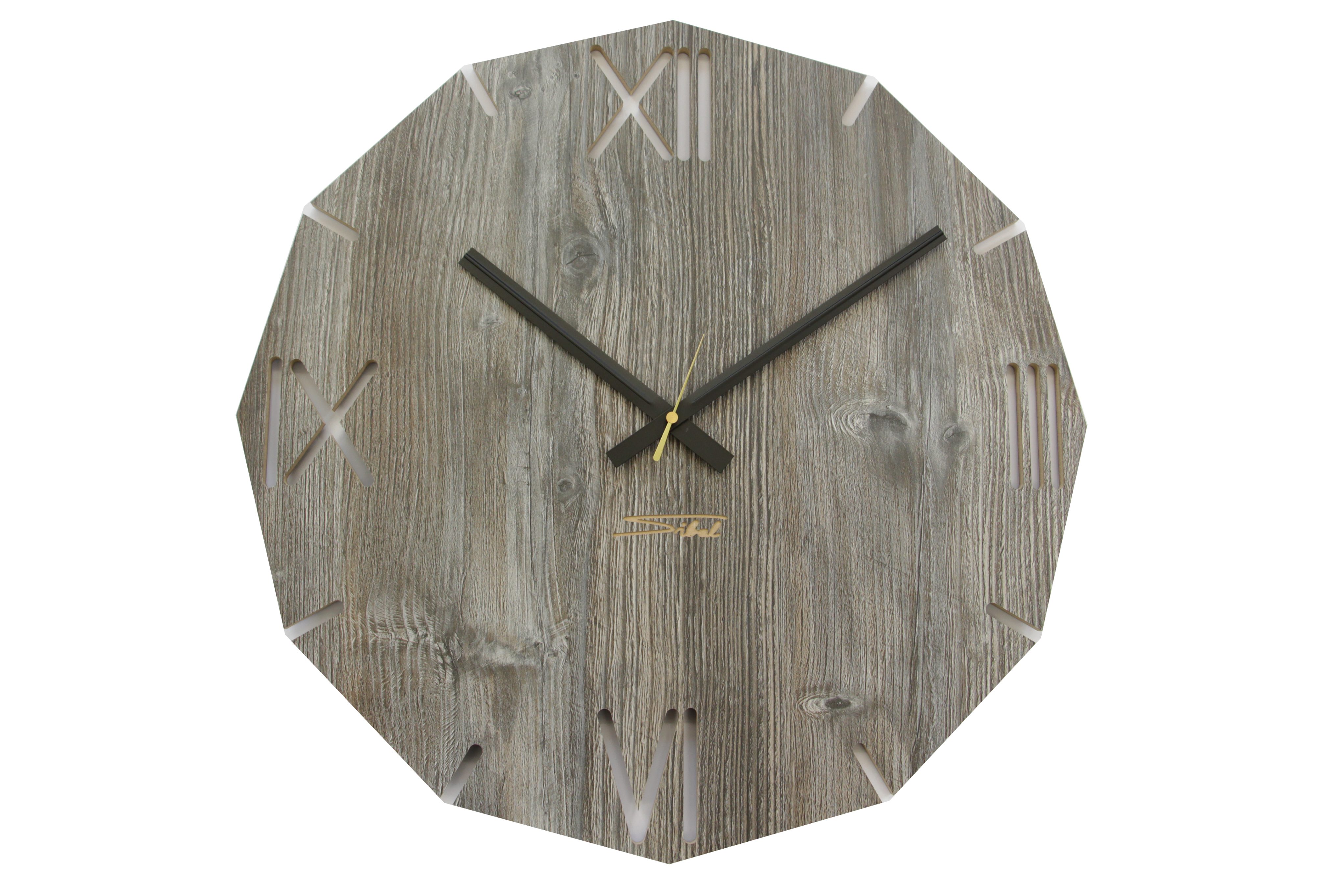SIBAL Design.Home Wanduhr Uhr "Roemisch" (50cm Durchmesser) (geräuschloses Quarzuhrwerk) Pinie | Wanduhren
