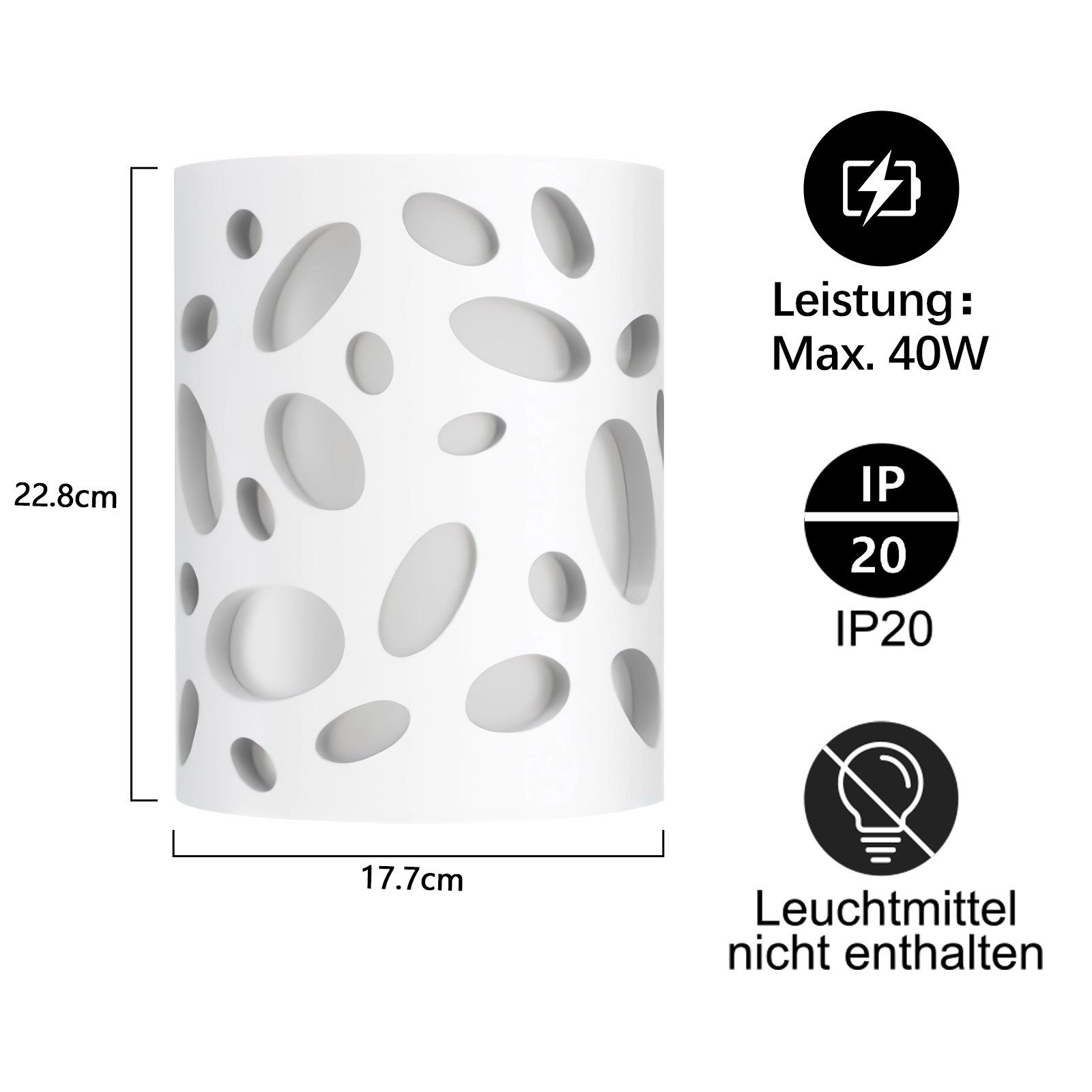 ZMH Wandleuchte Innen Modern Gipsleuchte E14 Weiß Wandlampe für Wohnzimmer Küche, Hochwertiges durchbrochenes Design, ohne Leuchtmittel, Up und Down Wandlicht fürTreppenhaus