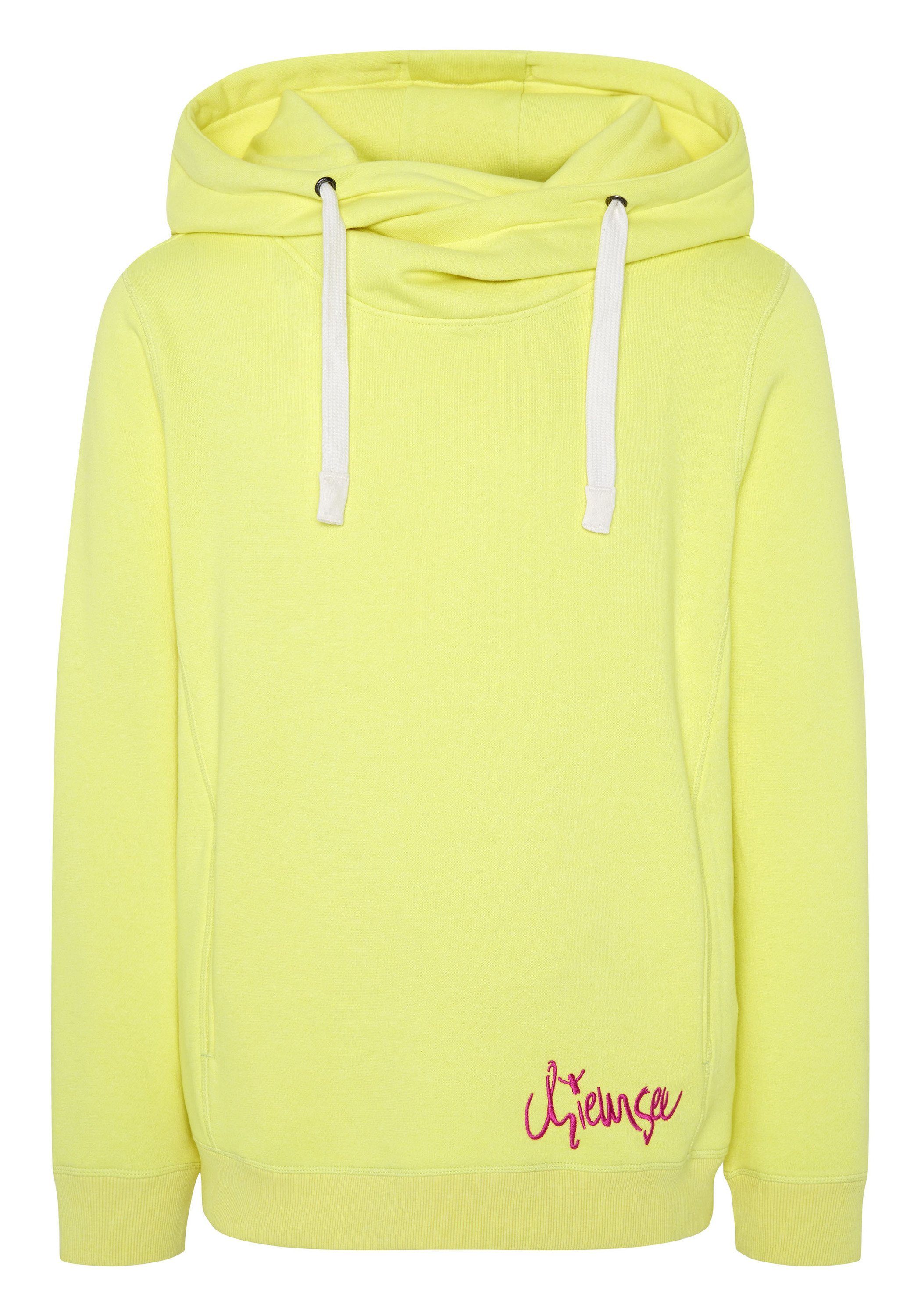 Chiemsee Kapuzensweatshirt Hoodie aus Baumwollmix mit Motiv und Schriftzug 1 Lemon Tonic