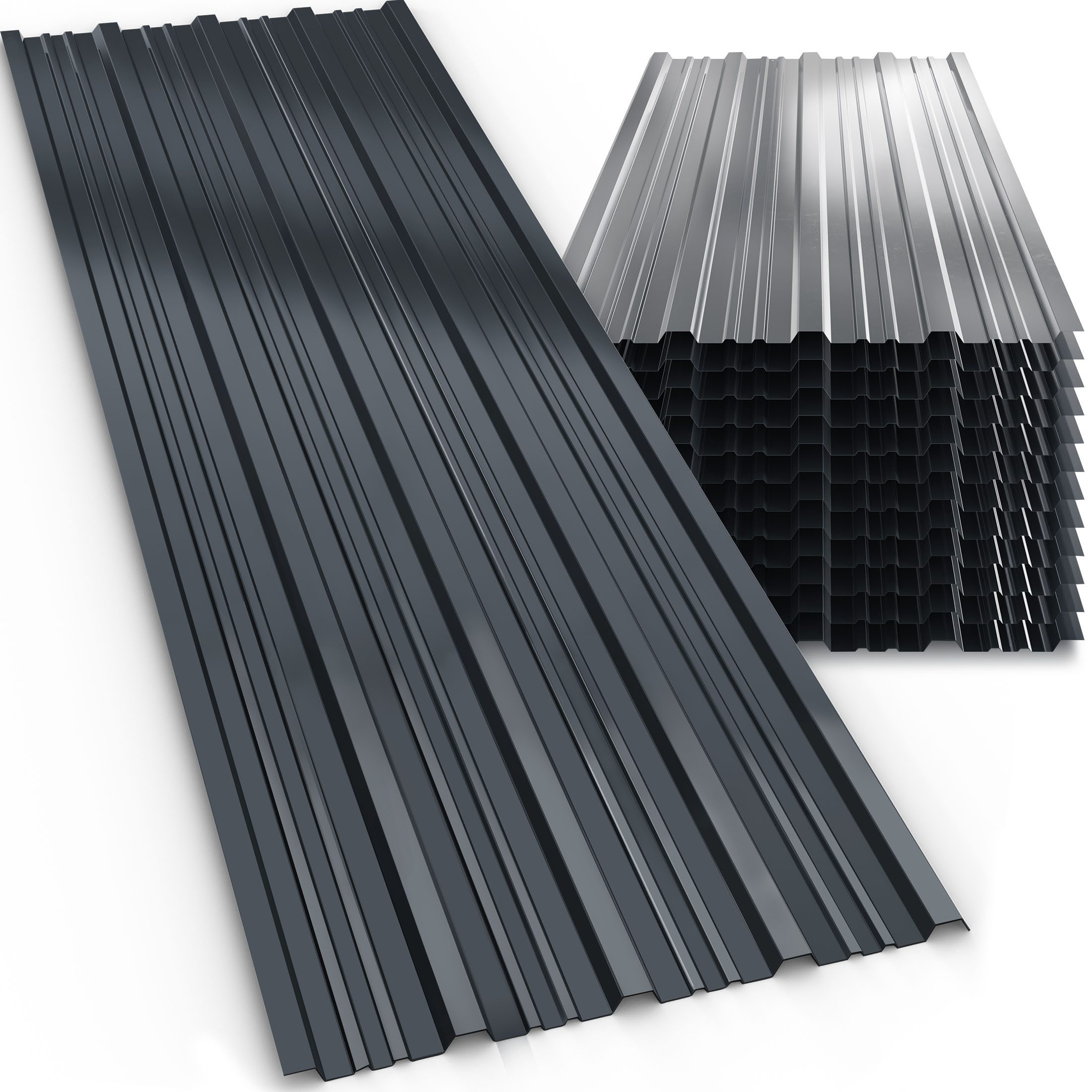 Gardebruk Wellplatte, 12x Trapezblech 129x46cm = 7m² Verzinkt Rostresistent Wetterfest
