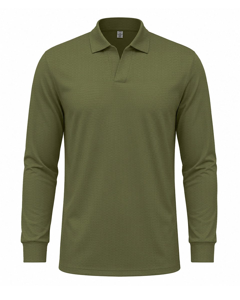 Allthemen Poloshirt mit Zopfmuster langarmshirt Baumwolle Shirt für Winter