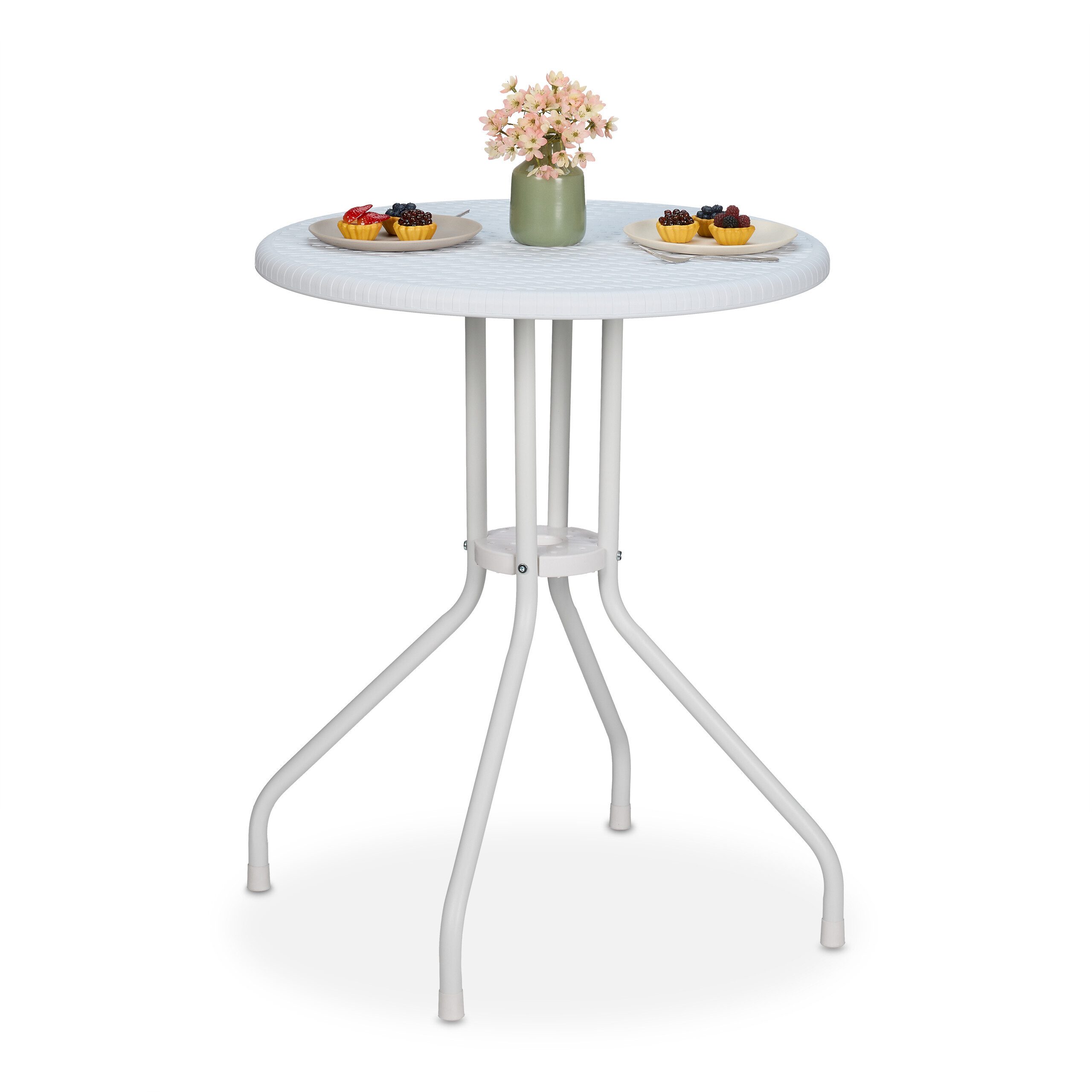 relaxdays Gartentisch Runder Gartentisch in Rattanoptik, günstig online kaufen