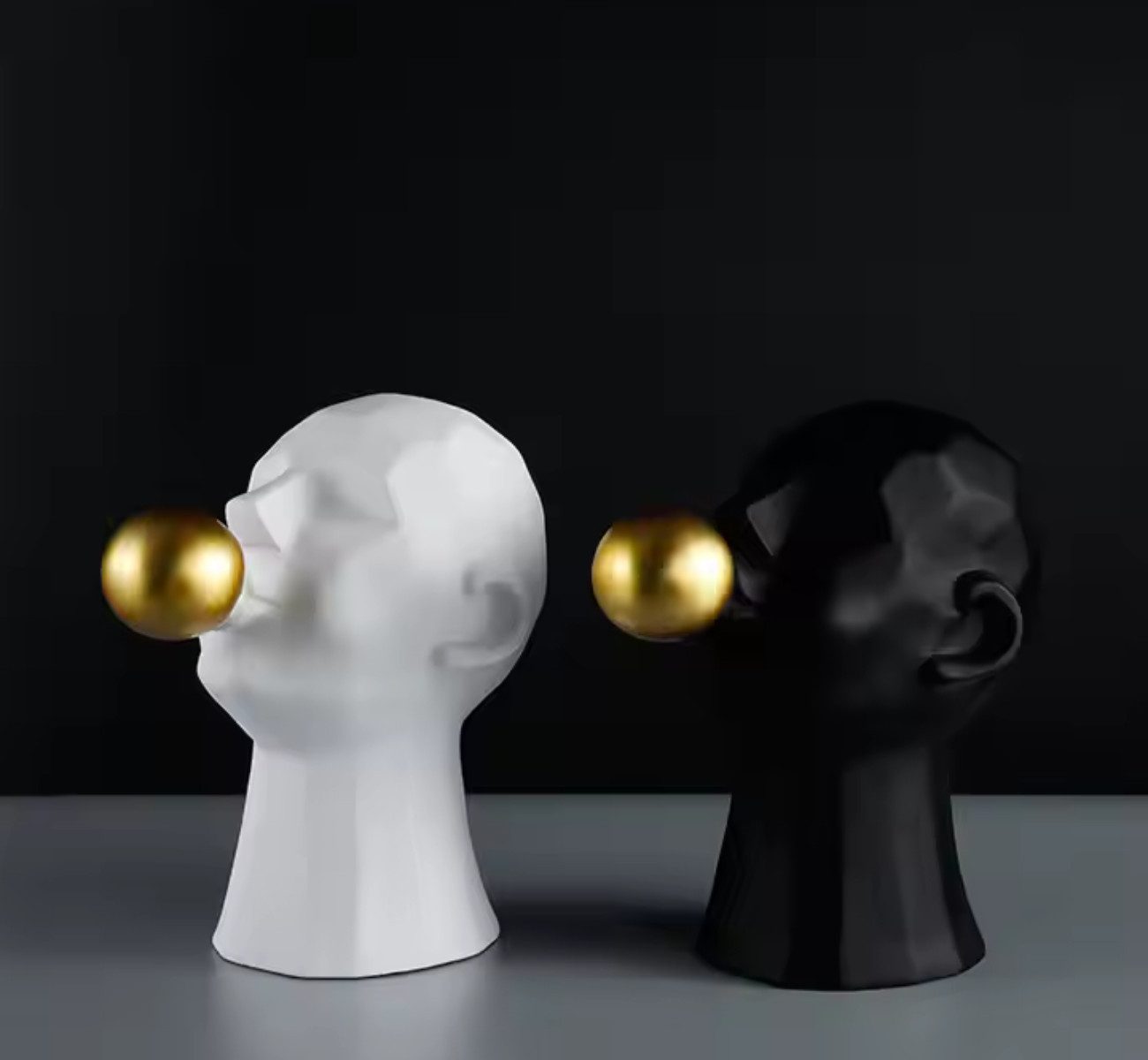 Skulptur Dekofigur „Face Bubble“ – Abstraktes Wohnaccessoire