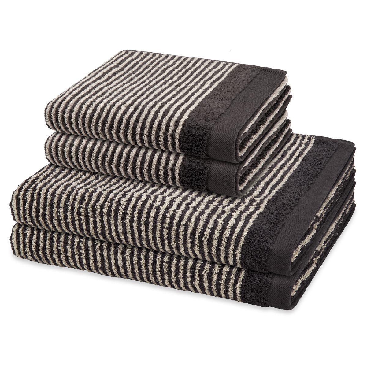 ROSS Handtuch Set Stripes, Frottee (Spar-Set, 4-St), 2 X Handtuch 2 X Duschtuch im Set - Baumwolle - Saugstark