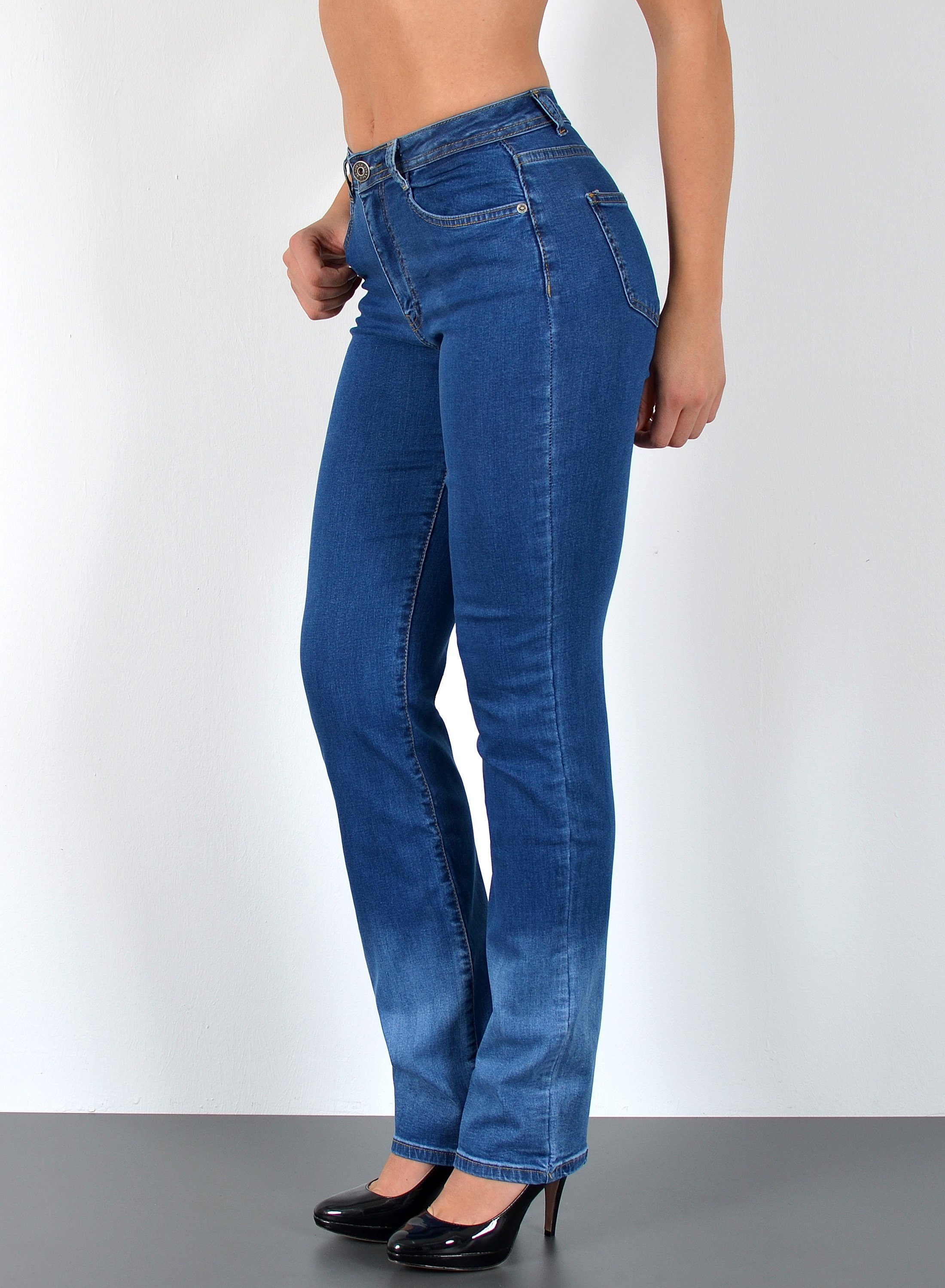ESRA Straight-Jeans Premium Damen Straight Fit Jeans High Waist Hose bis Übergröße G5 Jeans Damen Straight Fit High Waist Damen Jeans Regular Stretch-Jeans – Bild 2 von 5