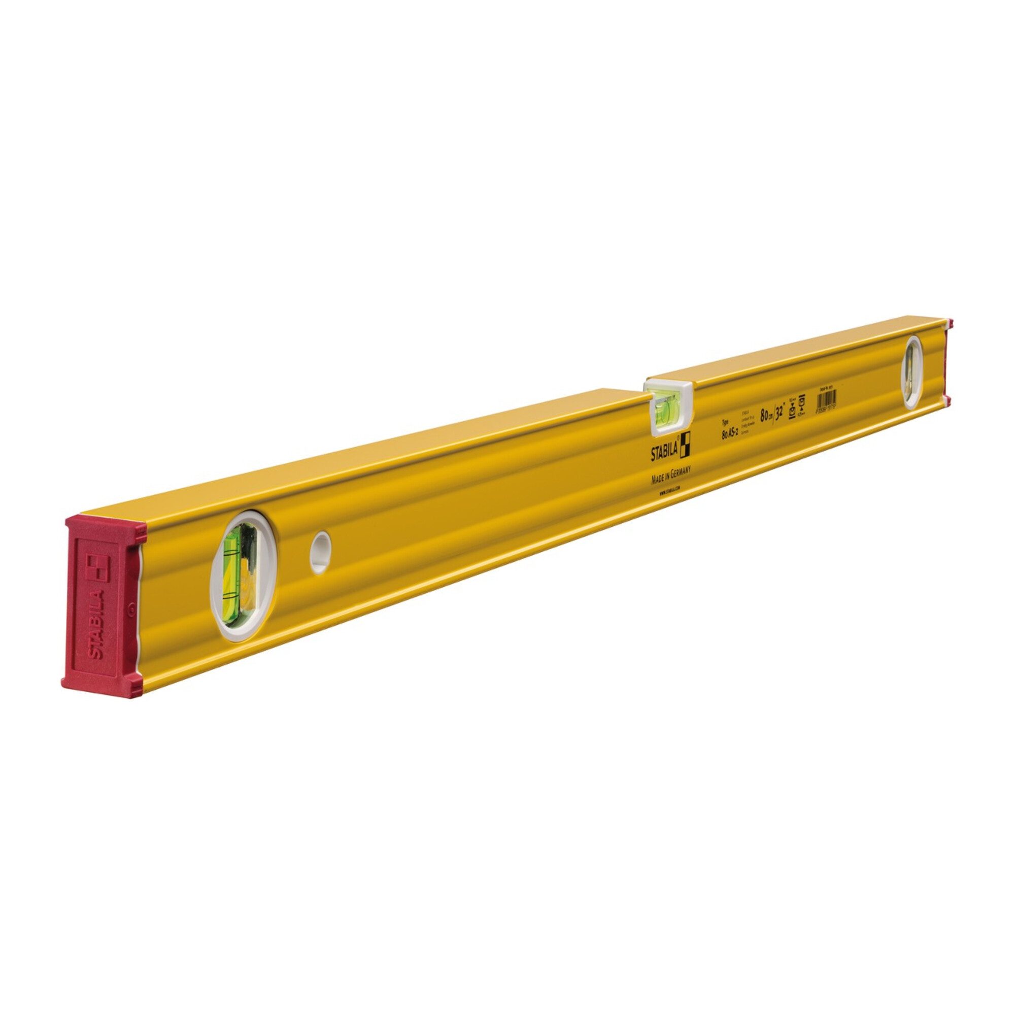 Stabila Wasserwaage STABILA Wasserwaage 80 AS-2 80cm Alu.gelb ± 0,5 mm/m