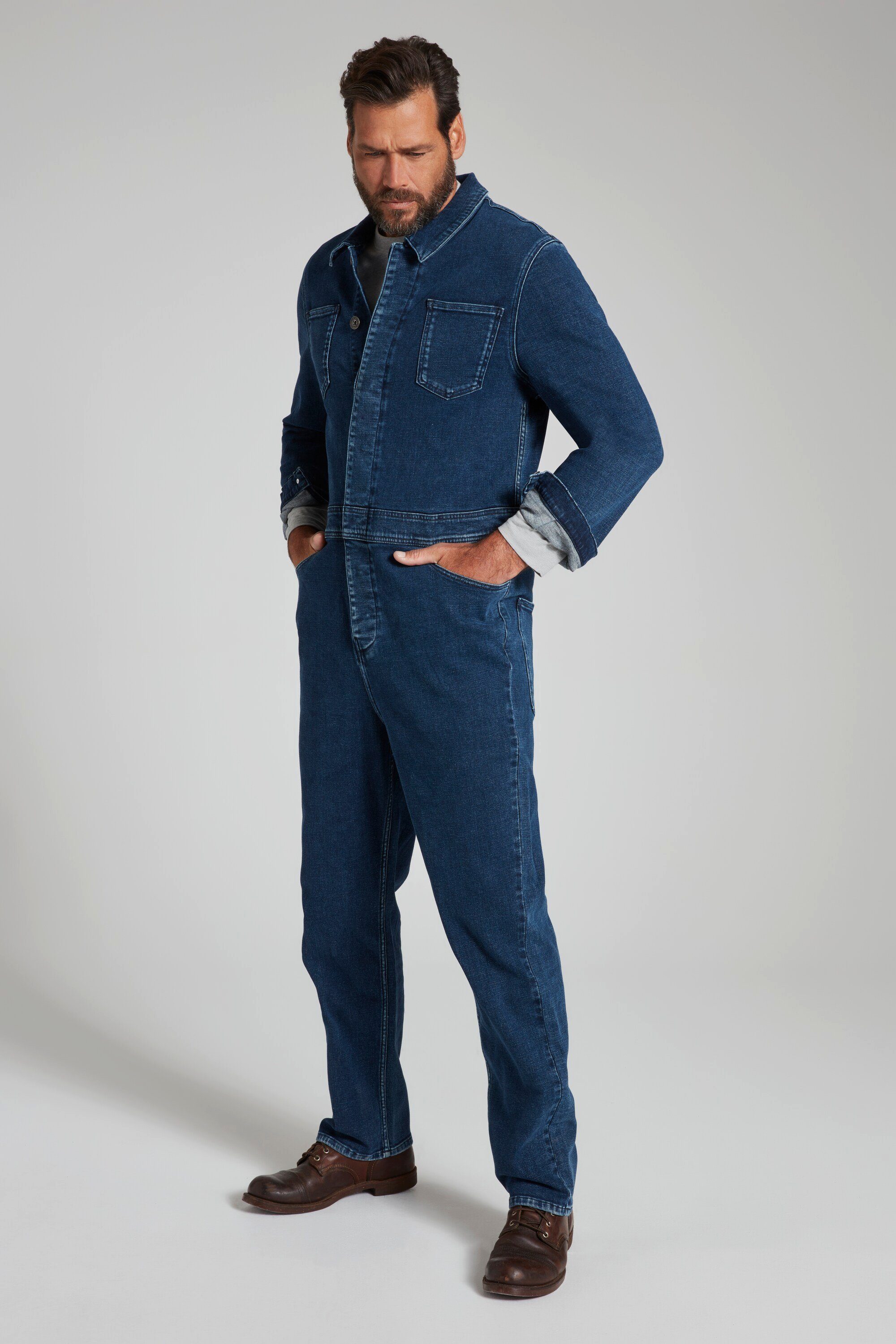 blue Workwear 5-Pocket-Jeans denim Denim Brusttaschen JP1880 Overall Langarm