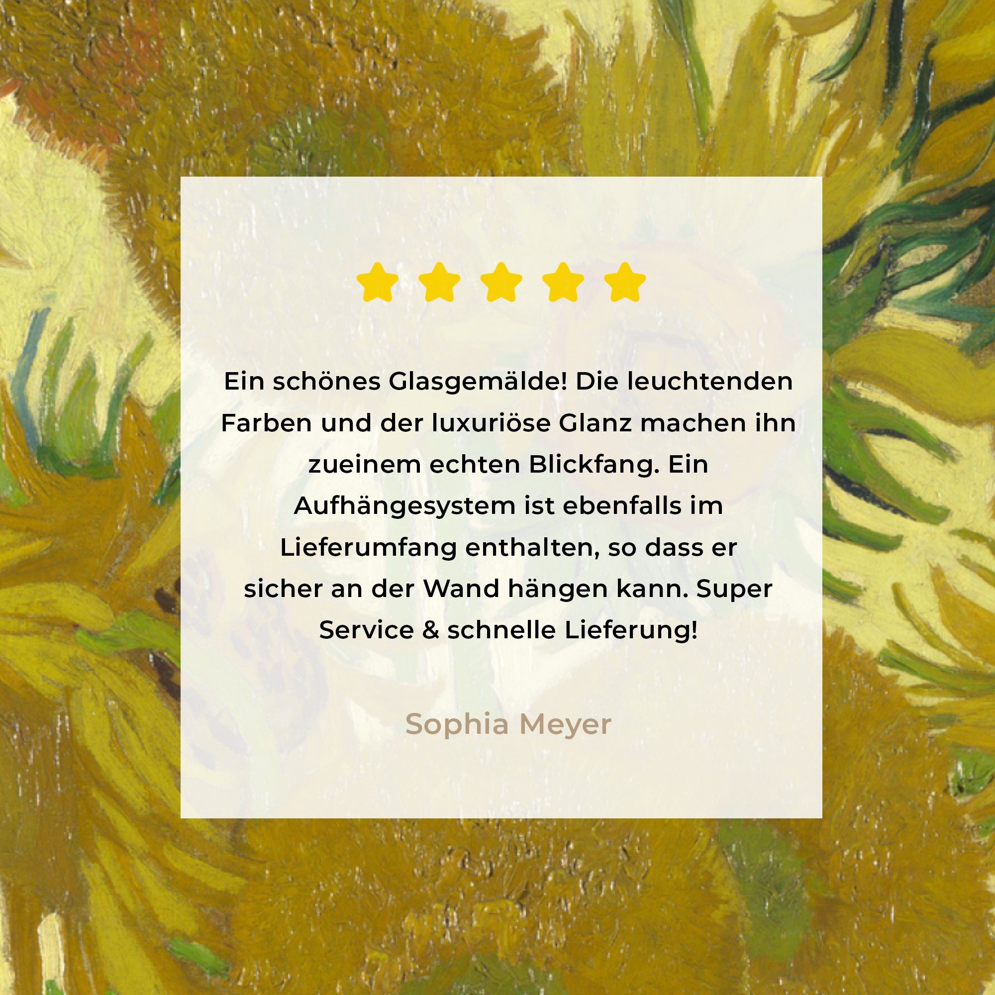 - Foto Vincent Glas auf von Acrylglasbild Sonnenblumen Gemälde Bilder - - Gogh, - MuchoWow Glas Glasbilder auf van Wanddekoration St), (1 Wandbild