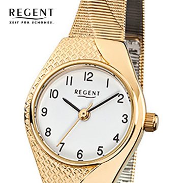 Regent Quarzuhr Regent Damen-Armbanduhr gold Analog F-745, Damen Armbanduhr oval, klein (ca. 23x30mm), Edelstahl, ionenplattiert