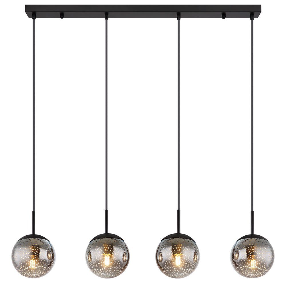 GLOBO LIGHTING Hängeleuchte, Leuchtmittel nicht inklusive, Pendelleuchte Hängeleuchte Deckenlampe Metall Schwarz Glas rauchfarben
