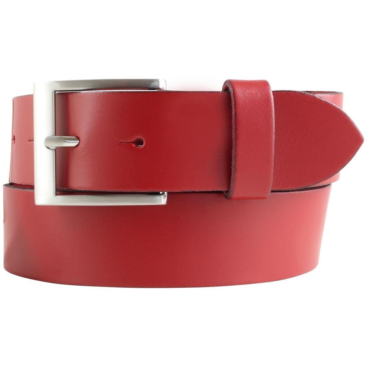 BELTINGER Ledergürtel Gürtel aus Jeans-Gürtel Silber Damen für Herren 4 cm Leder 40mm echtem 100% Rot, 