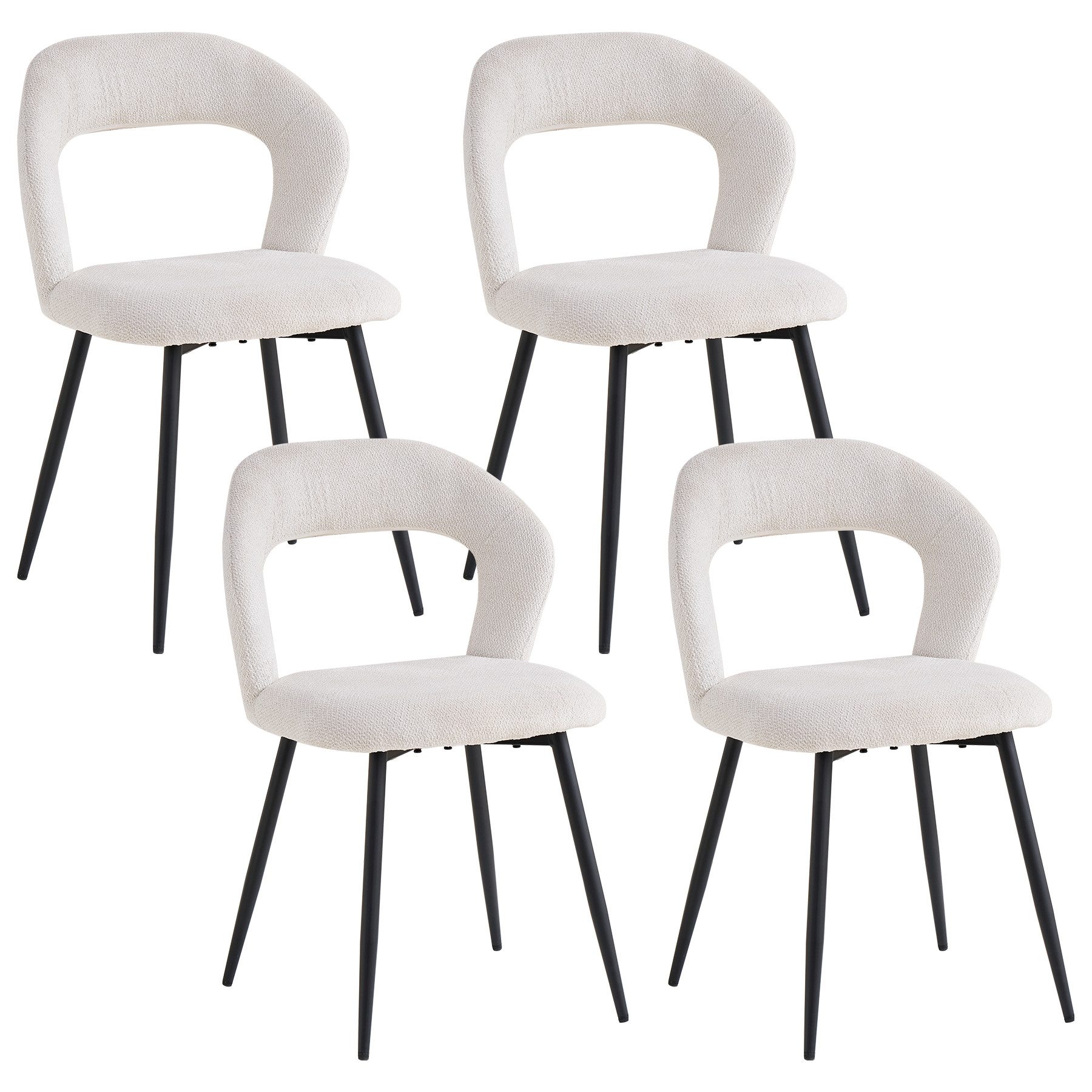 GrandCA HOME Esszimmerstuhl 4er Set, Polsterstühle mit Leinenbezug, Hohlrücken Design (Set, 4 St)
