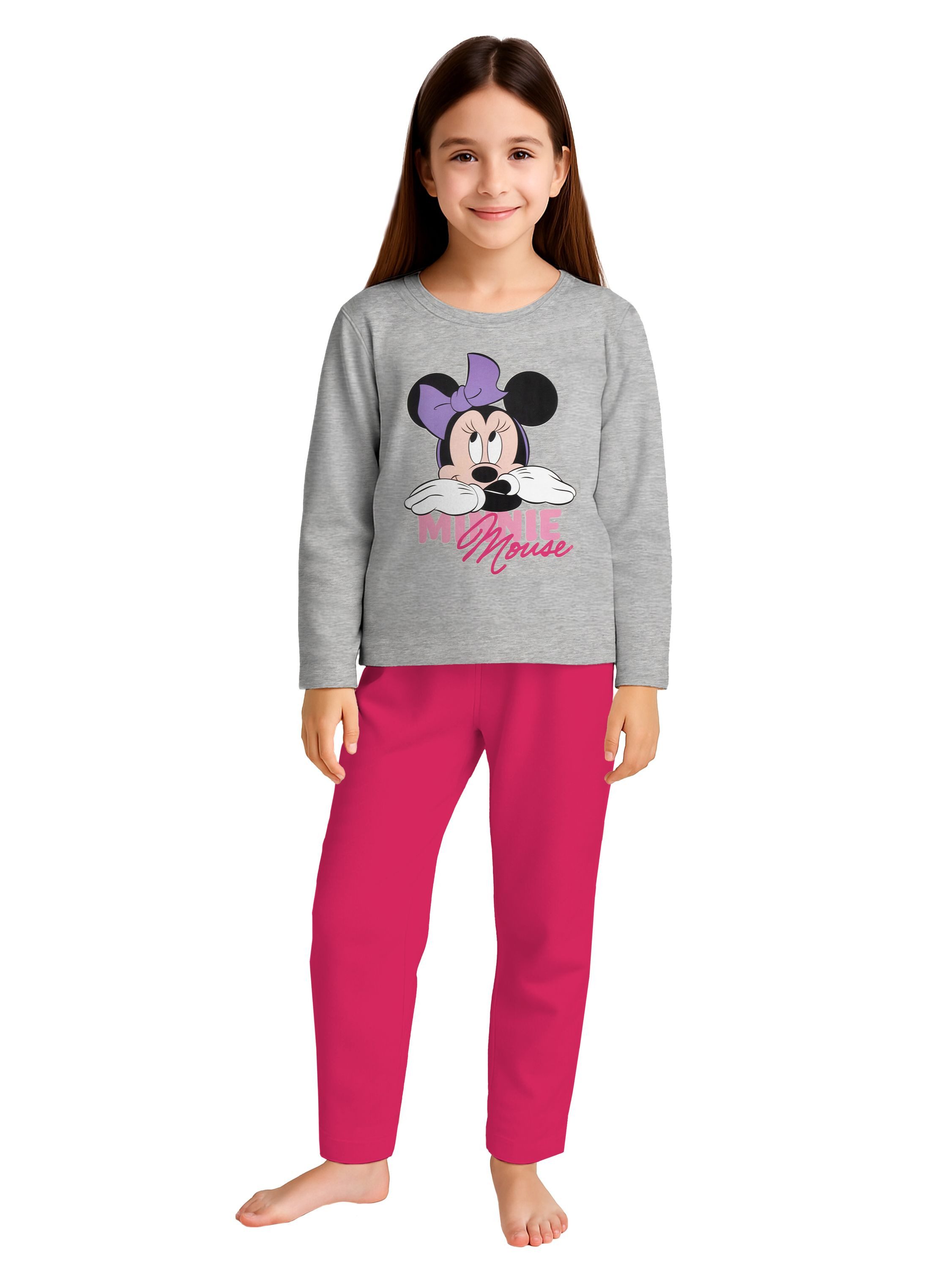 Schlafanzug Disney Minnie Mouse Schlafanzug Pyjama Set Langarm Oberteil mit Hose