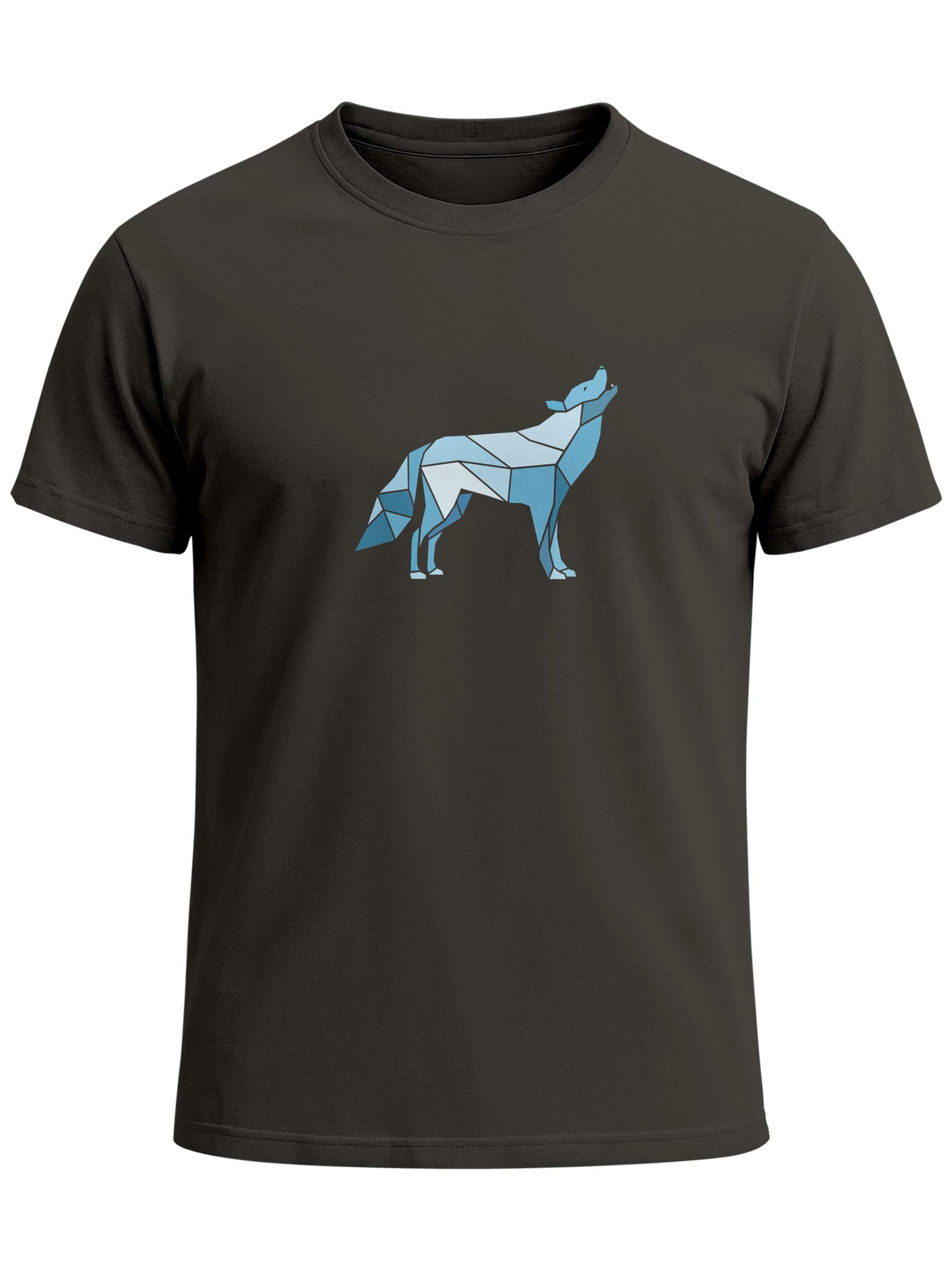 Print-Shirt Herren T-Shirt Bedruckt Polygon Grafik Wolf Outdoor Fashion Tiermotiv