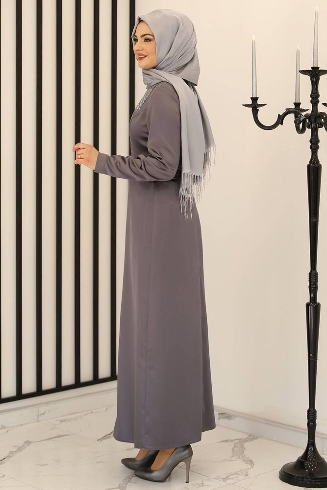 Modavitrini Paillettenkleid Damen Abendkleid Kleid Fashion Anthrazit silbernes Hijabmode Pailletten, Modest Abiye Silber