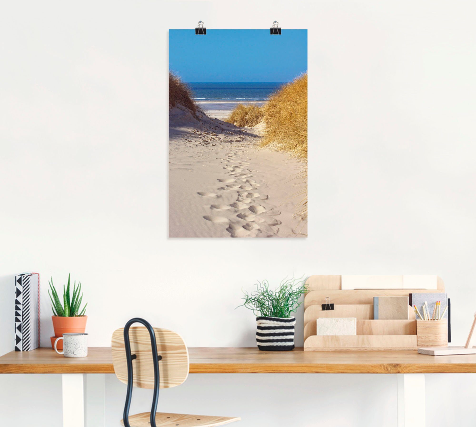 Artland Wandbild Weg (1 Wandaufkleber oder versch. in Strand als braun Strand, Alubild, Poster Größen St), Leinwandbild, zum