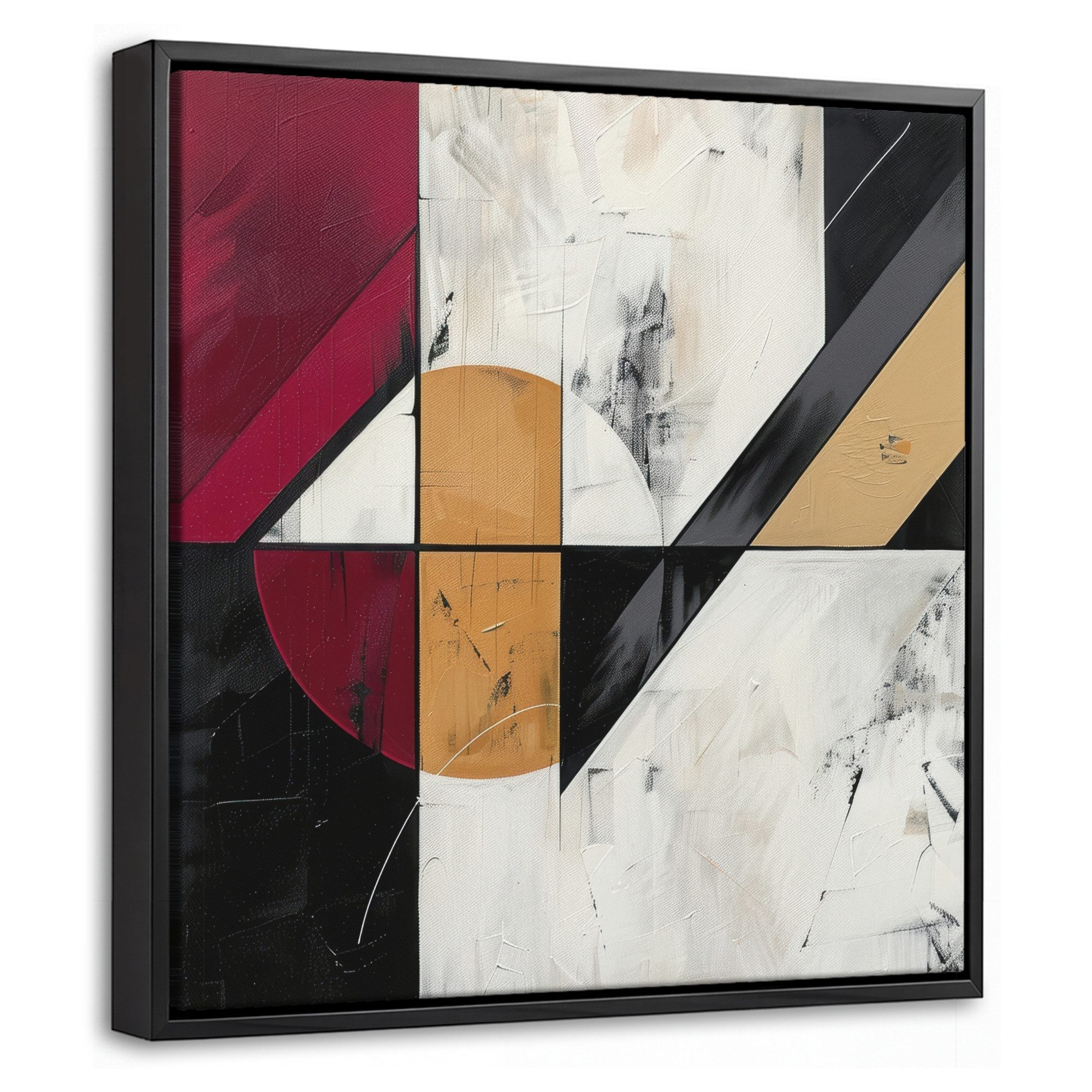 OneMillionCanvasses® Leinwandbild mit Rahmen - Modern - Abstrakt - Geometrisch - Rot - Industriell, Fotodruck (1 St), Leinwand Bilder Klein, Wand Dekoration Aesthetic 20x20cm