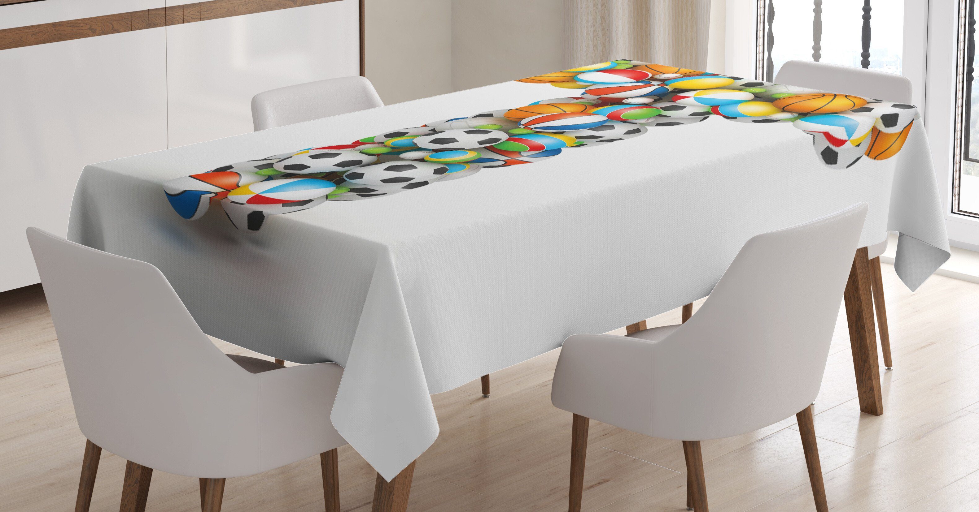 Abakuhaus Tischdecke Farbfest Waschbar Für den Außen Bereich geeignet Klare Farben, Buchstabe T Big Small Spielbälle