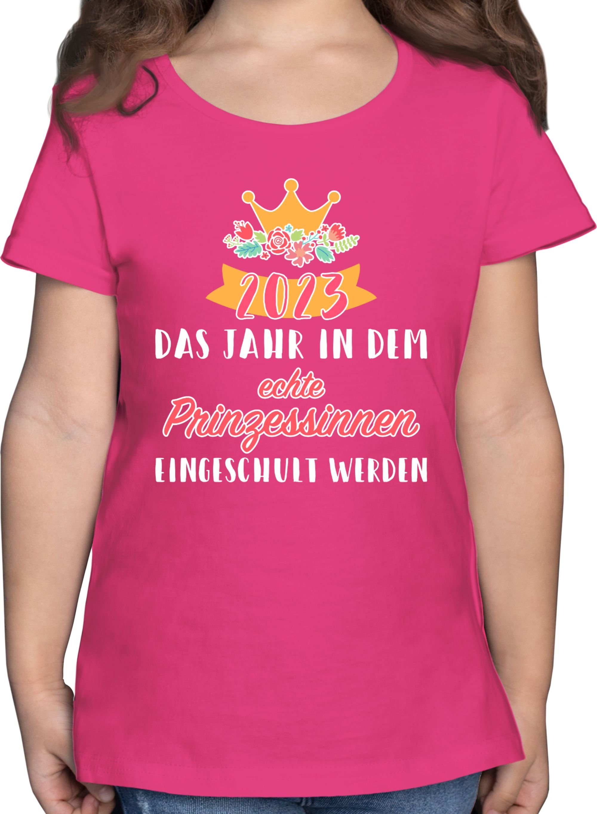 Shirtracer T-Shirt 2023 Prinzessinnen eingeschult werden Einschulung Mädchen 1 Fuchsia