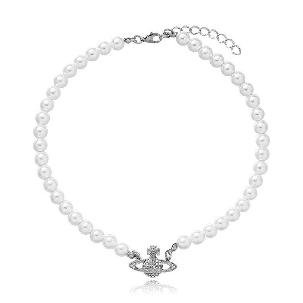 Perlenkette GLAMO Damen Damen Halskette,Planet Anhänger,Mädchen Geschenk Perlenkette,für