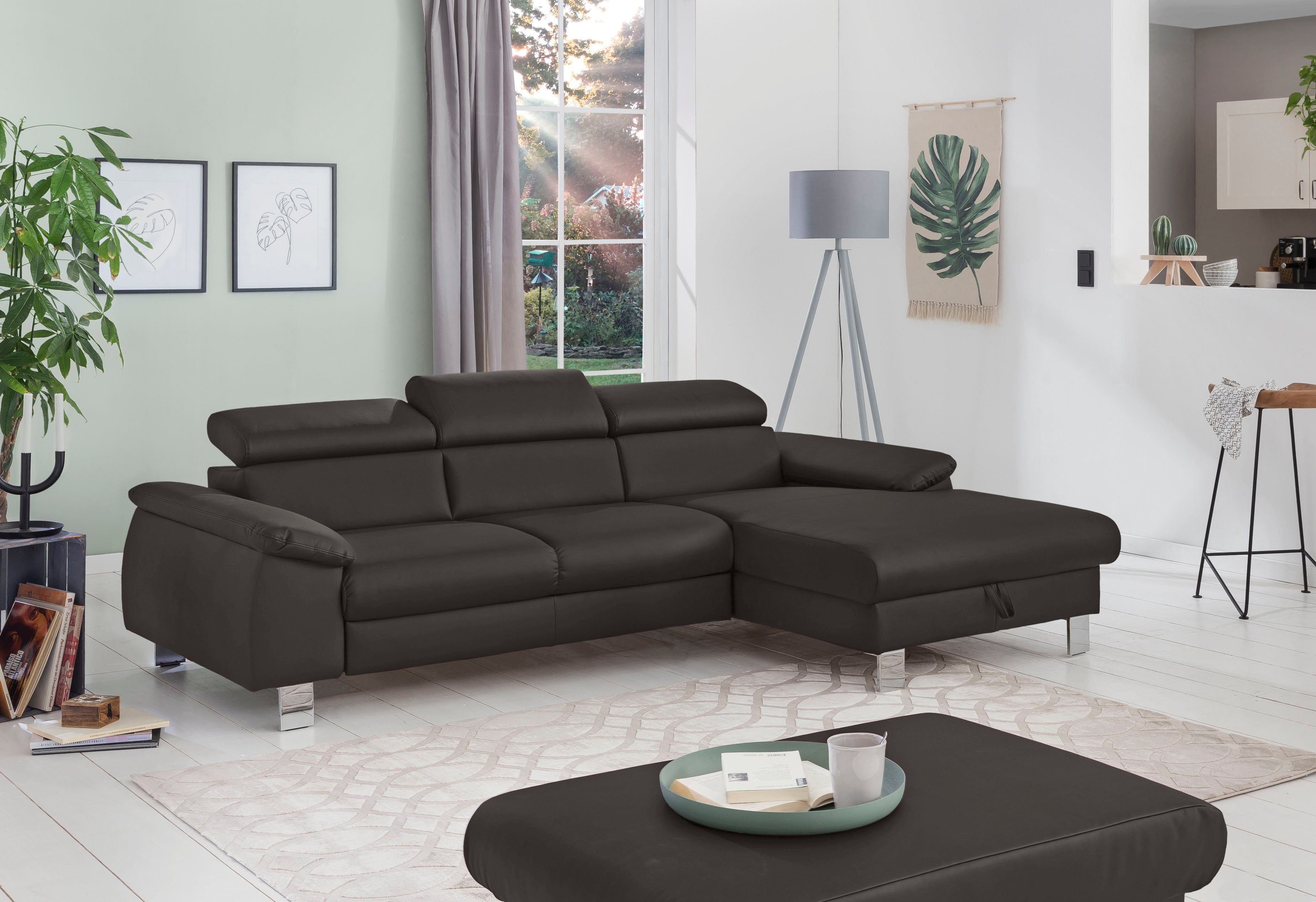 COTTA Ecksofa Komaris L-Form, B: 244 cm, mit Kopfteilverstellung, optional Bettfunktion, Bettkasten & Licht