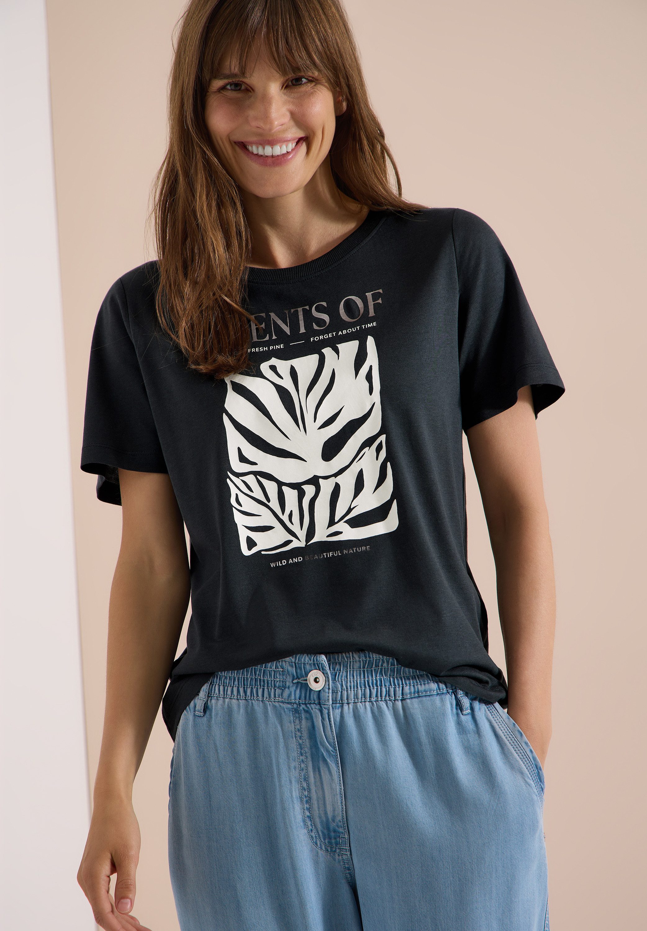 CECIL T-Shirt Sommerschirt, Rundhals, Baumwollmix mit Modal