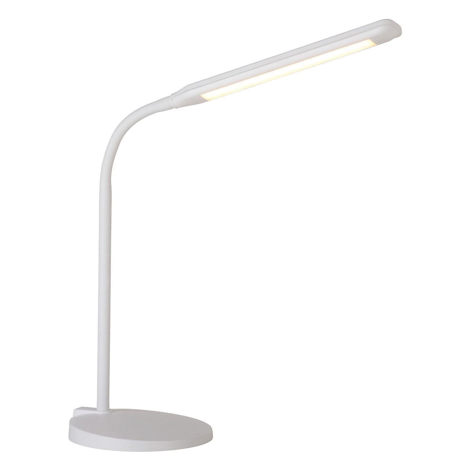 JUST LIGHT LED Schreibtischlampe ELLY, Weiß, Kunststoff, Ø 14,5 x H 32 cm, Dimmfunktion, LED fest integriert, Extra-Warmweiß, Neutralweiß, flexibler Lampenschirm