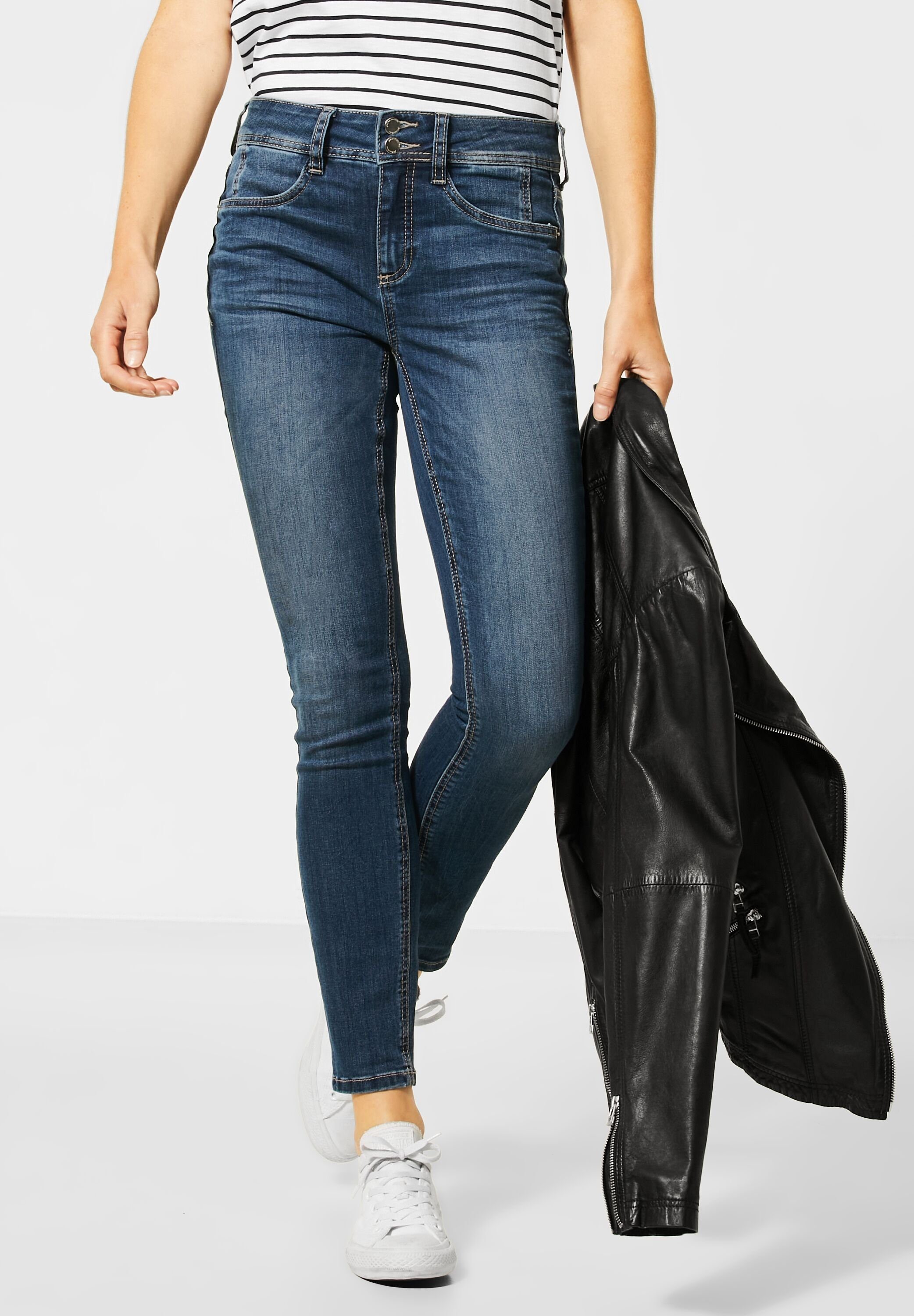 STREET ONE Slim-fit-Jeans mit Crinkles, Slim Fit Denim online kaufen | OTTO
