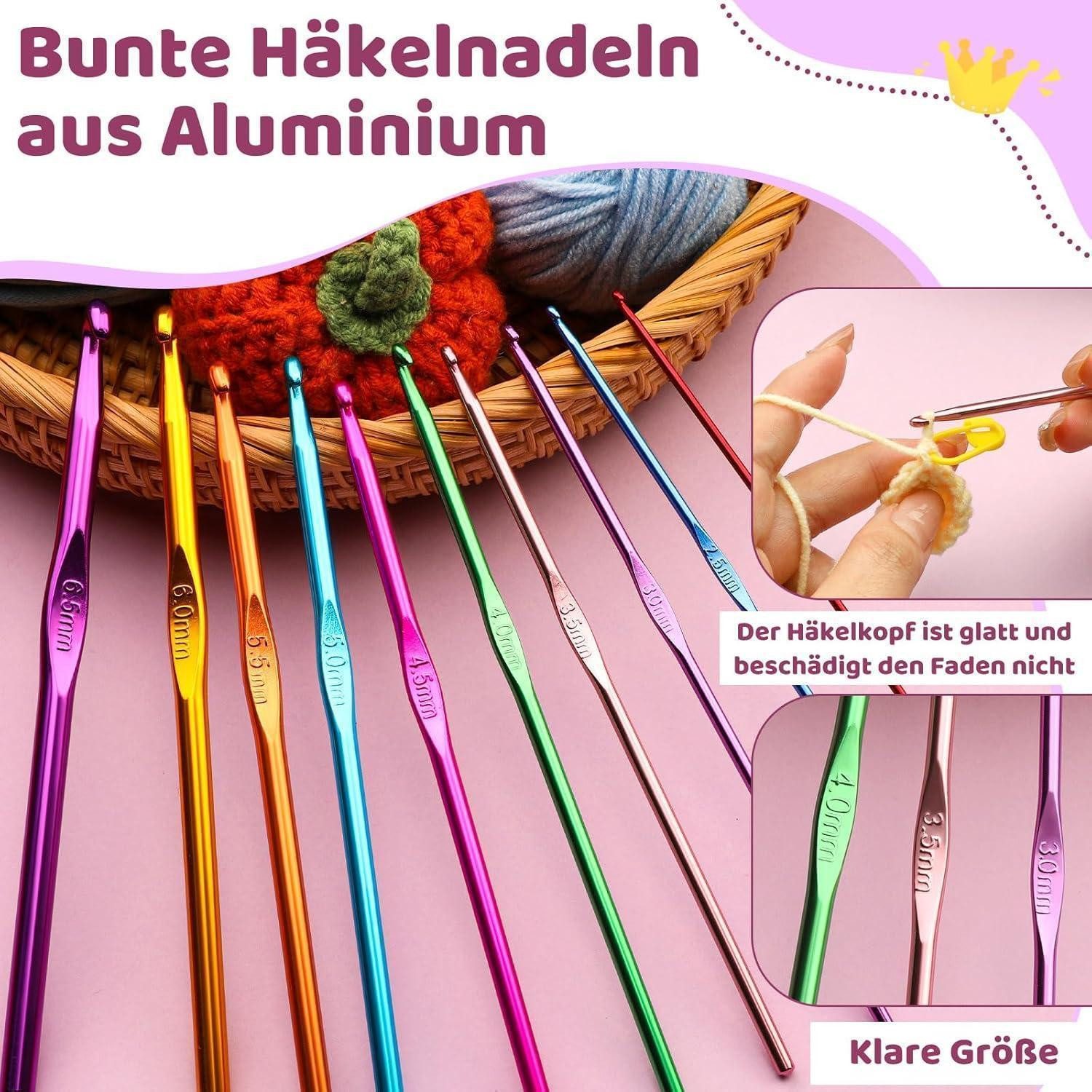 LuxusKollektion Häkelnadeln 60-teiliges Häkelnadel-Set in lila Aufbewahrungsbox