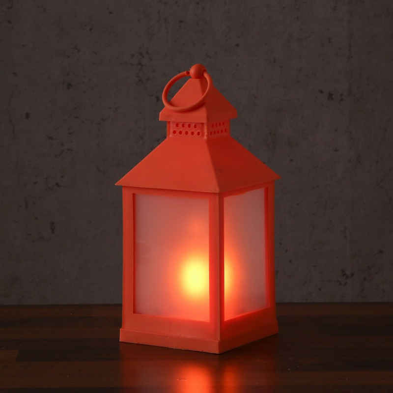 MARELIDA LED Laterne LED Laterne mit Flammeneffekt flackernd 24cm Batteriebetrieb orange, LED Classic, ultra-warmweiß / bernstein (1800K bis 2100K)