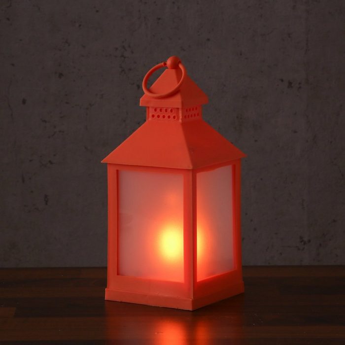 MARELIDA LED Laterne LED Laterne mit Flammeneffekt flackernde LED H: 24cm Batteriebetrieb orange LED Classic ultra-warmweiß / bernstein (1800K bis 2100K)