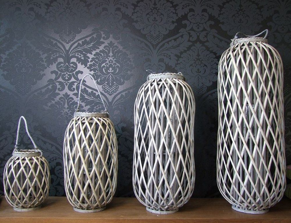 sesua Kerzenlaterne Bambus Laterne Windlicht mit Glaseinsatz natur Kerzenhalter