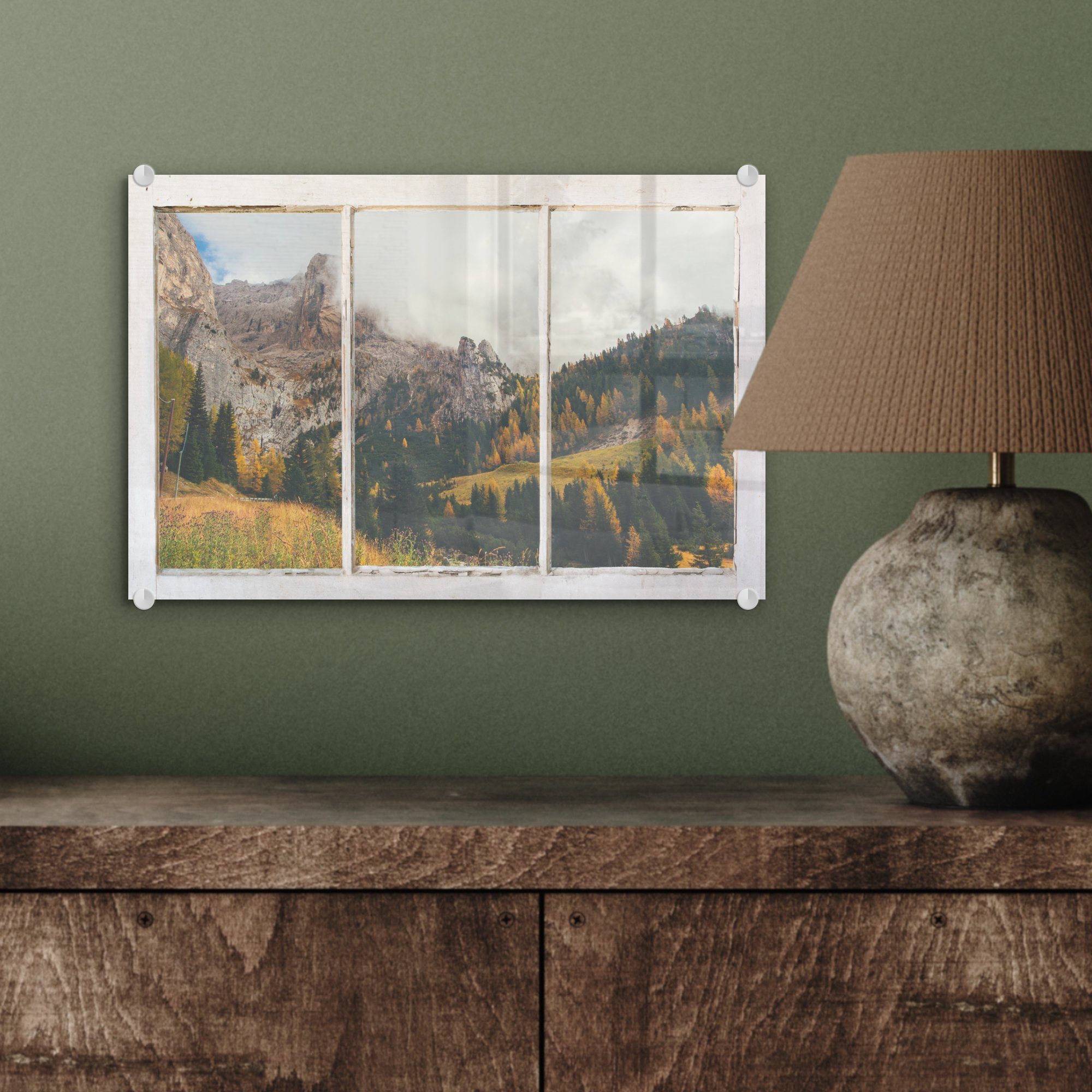 MuchoWow Acrylglasbild Ansicht - Wandbild Bilder auf Wanddekoration (1 St), Baum, - Landschaft Glas Glas - Glasbilder Foto - auf 