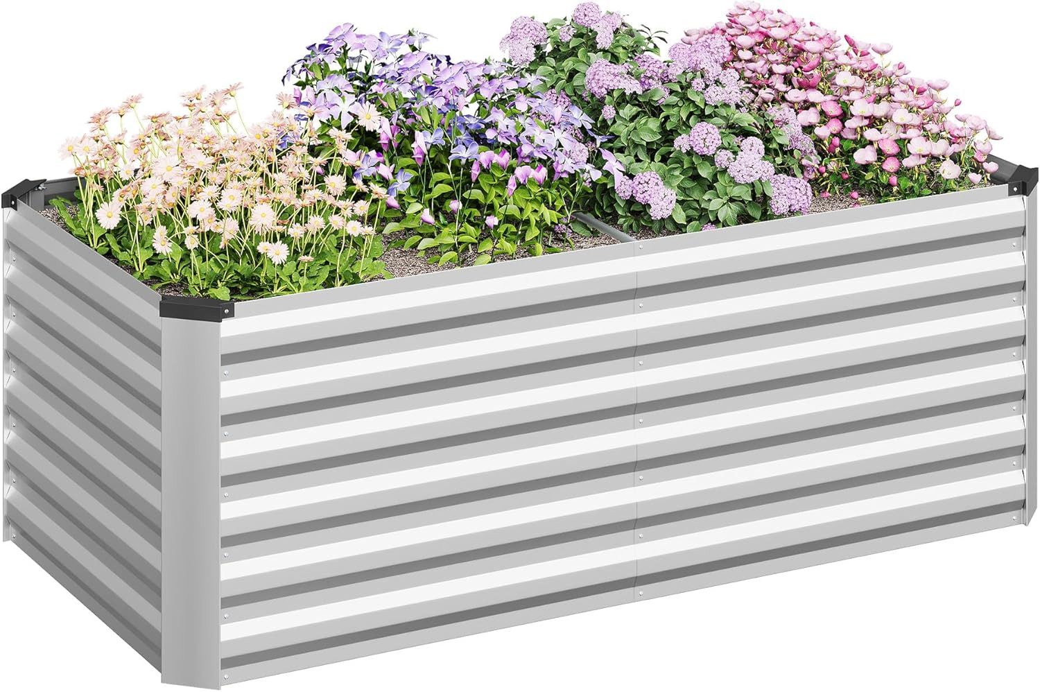 Woltu Hochbeet, Pflanzkübel, für Garten Balkon, aus robustem Stahlblech, Silber