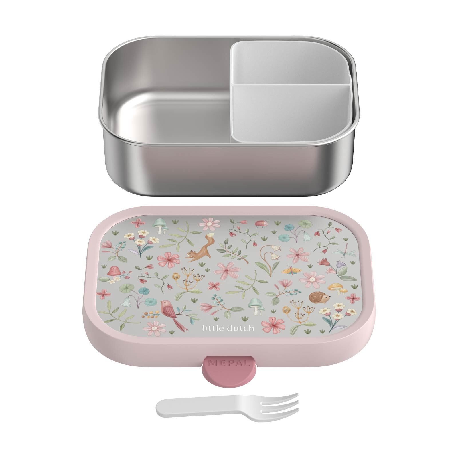 Mepal Lunchbox Campus Edelstahl-Brotdose mit Gabel 18 x 13 cm, Edelstahl/Kunststoff, (1-tlg), Spülmaschinenfest – Bild 2 von 5