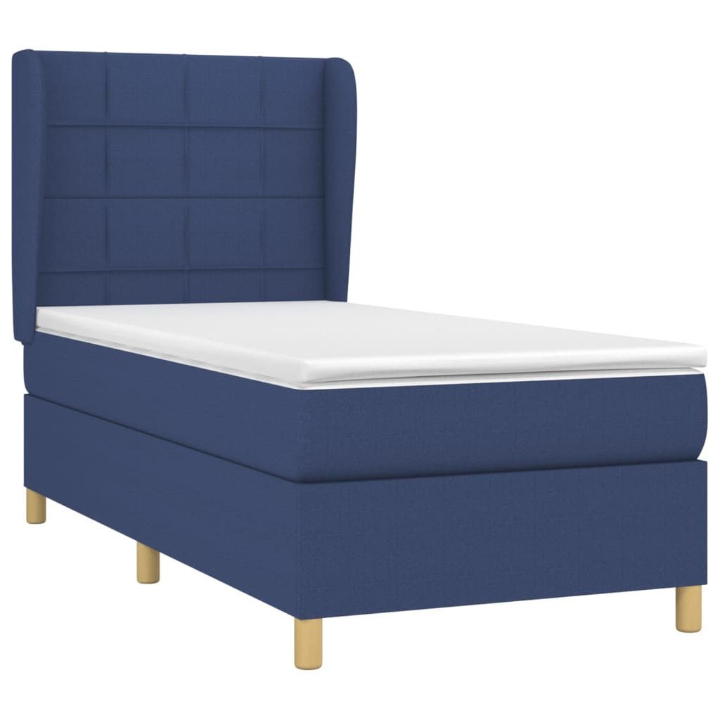 Bett Boxspringbett mit Matratze Blau 90x200 cm Stoff