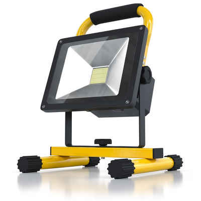Brandson Baustrahler, Akku, 20W LED Baulampe mit Standgestell & Tragegriff für Innen & Außen