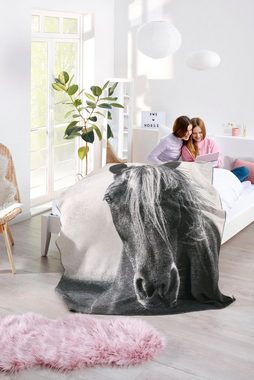 Wohndecke Silver, Biederlack, mit detailgetreuen Motiv, Kuscheldecke