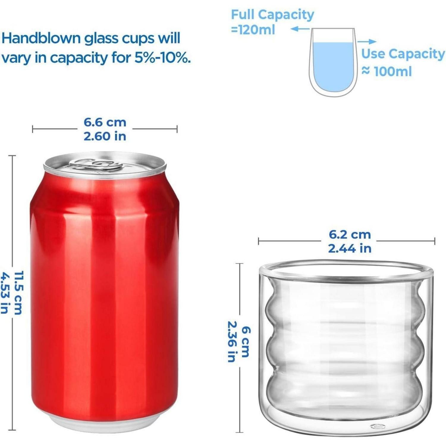 LuxusKollektion Espressoglas Einzigartige Doppelwandige 120ml Espresso Teegläser Set