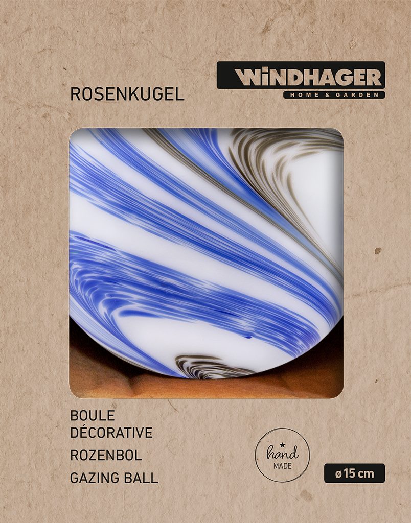 Windhager Gartenstecker Gartendeko Rosenkugel aus hochwertigem Farbglas, Outdoor witterungsbeständig, Durchmesser 15 cm, erhältlich in blau oder rot